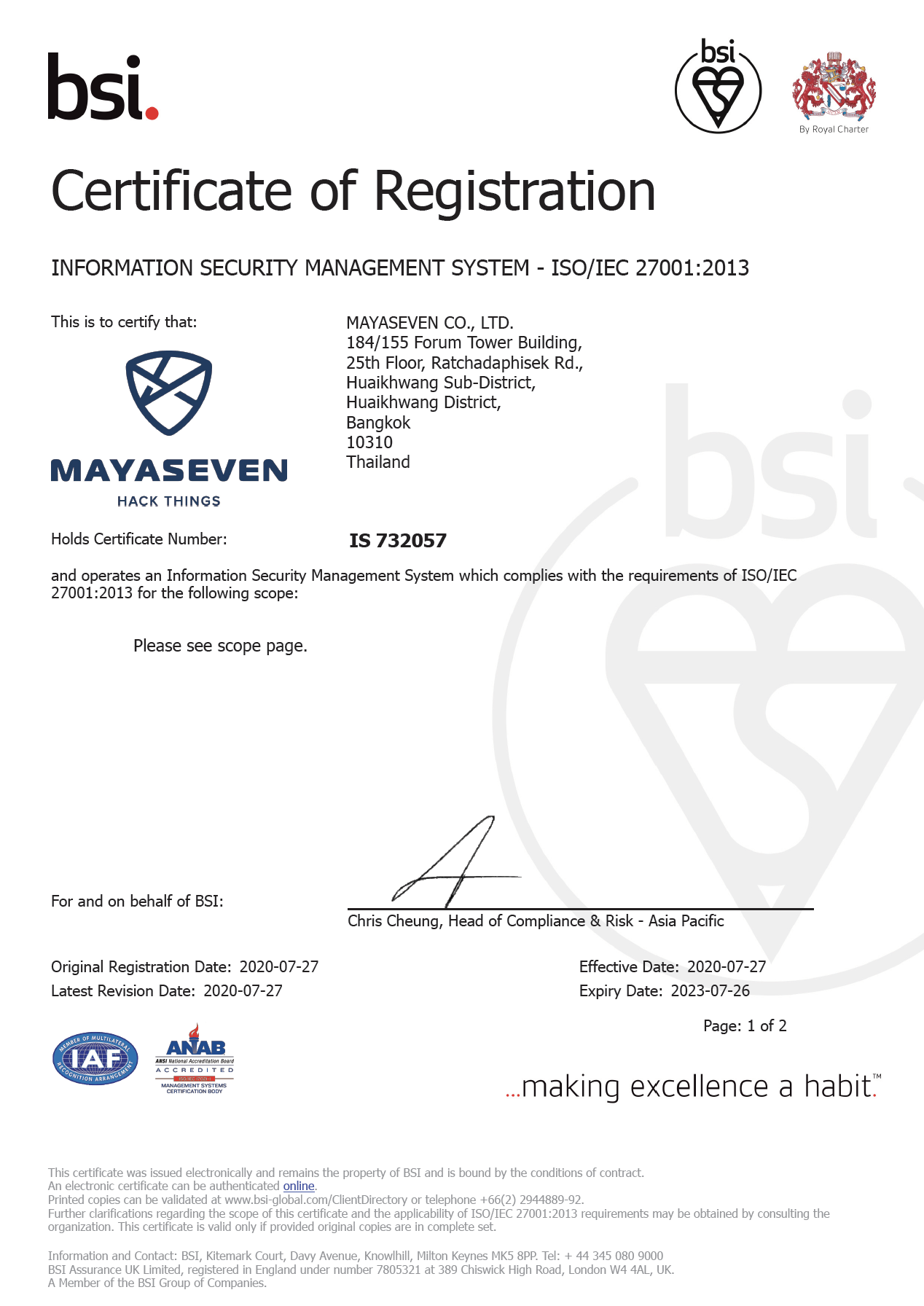 ISO/IEC 27001:2013 page 1 | MAYASEVEN - Penetration Testing, Red Team Experts