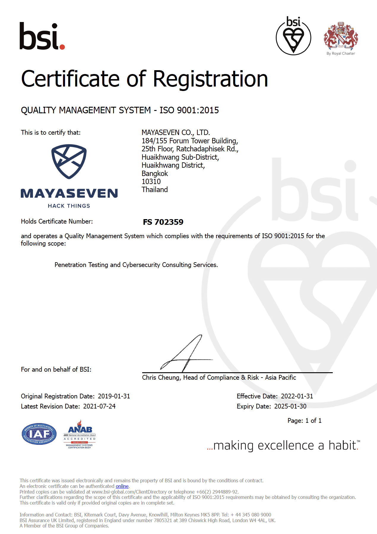 MAYASEVEN ISO 9001